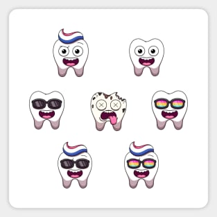 Funny Teeth Cartoon Sticker Pack Magnet